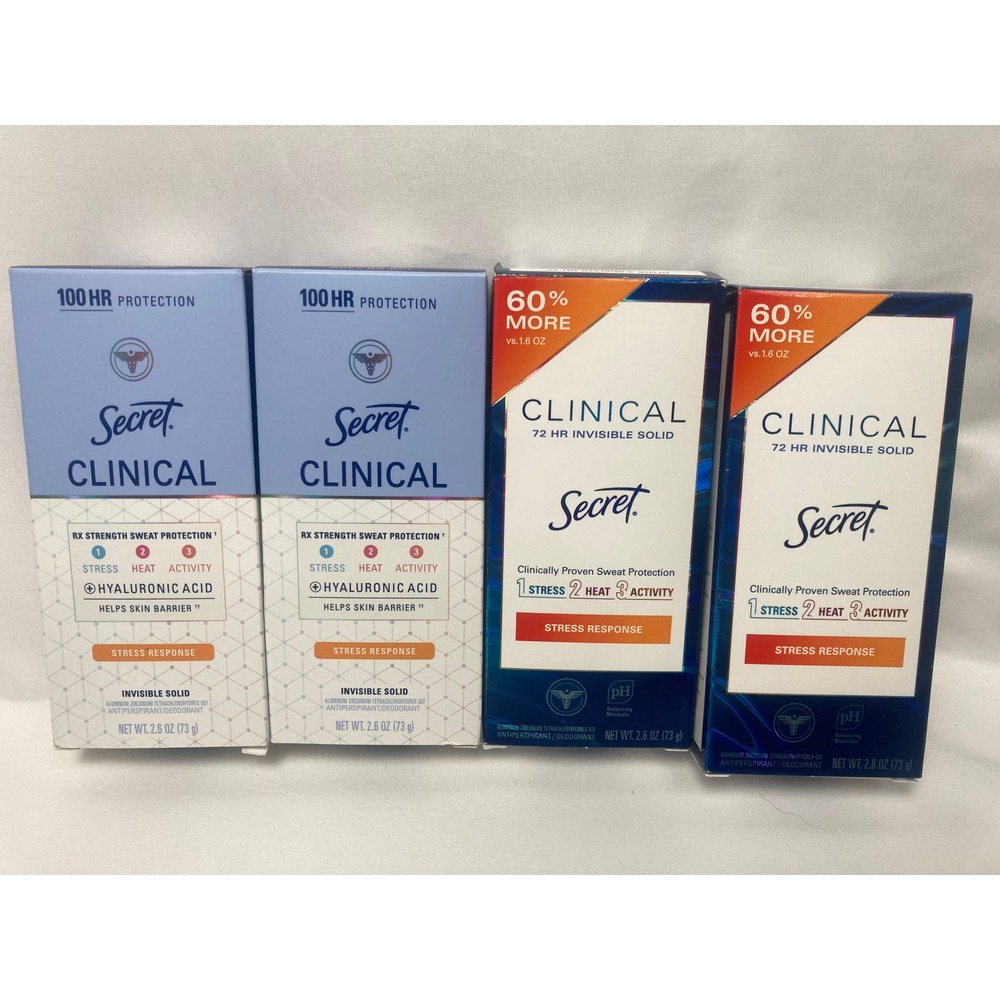 Secret Clinical Stress Response Invisible Solid Antiperspirant 2.6 oz Lot of 4